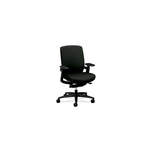 HON F3 Ergonomic Mid-Back Work Chair - Black Nano-Tex Fabric Seat - 5-star Base - 27" Width x 34" Depth x 42" Height - 1 Each