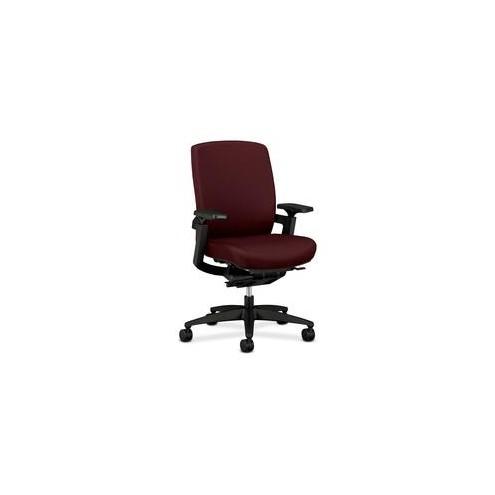 HON F3 Ergonomic Mid-Back Work Chair - Wine Fabric Seat - 27" Width x 34" Depth x 42" Height - 1 Each
