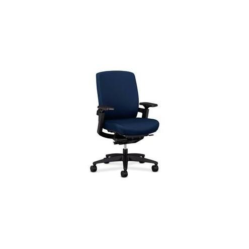 HON F3 Ergonomic Mid-Back Work Chair - Marine Blue Fabric Seat - 27" Width x 34" Depth x 42" Height - 1 Each