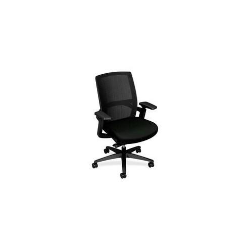 HON Stretch-Back Work Chair - Black Polyester Seat - 26.8" Width x 32" Depth x 42" Height - 1 Each