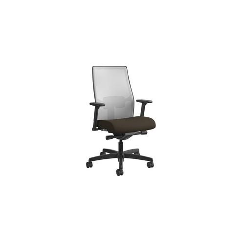 HON Ignition Fog Mesh Back Chair - Fabric Seat - Fabric Seat - Fog Back - Black Frame - 5-star Base - Espresso - 27" Width x 28.5" Depth x 44.5" Height - 1 Each
