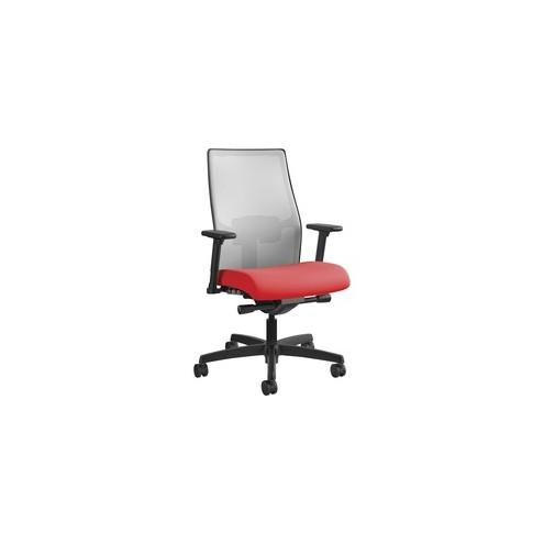 HON Ignition Fog Mesh Back Chair - Fabric Seat - Fabric Seat - Fog Back - Black Frame - 5-star Base - Ruby - 27" Width x 28.5" Depth x 44.5" Height - 1 Each