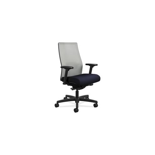 HON Ignition Fog Mesh Back Chair - Fabric Seat - Fabric Seat - Fog Back - Black Frame - 5-star Base - Navy - 27" Width x 28.5" Depth x 44.5" Height - 1 Each