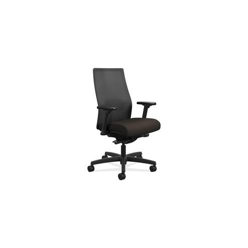 HON Ignition Black Mesh Back Chair - Fabric Seat - Fabric Seat - Black Back - Black Frame - 5-star Base - Espresso - 27" Width x 28.5" Depth x 44.5" Height - 1 Each