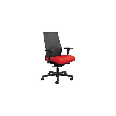 HON Ignition Black Mesh Back Chair - Fabric Seat - Fabric Seat - Black Back - Black Frame - 5-star Base - Ruby - 27" Width x 28.5" Depth x 44.5" Height - 1 Each