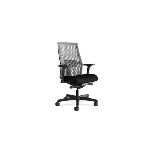 HON Ignition Mid-back ReActiv Back Task Chair - Black Frame - Black - 27" Width x 28.5" Depth x 44.5" Height - 2 / Each