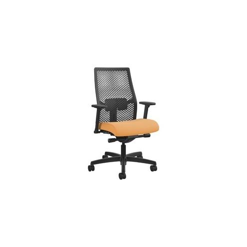 HON Ignition ReActiv Back Task Chair - Fabric Seat - Fabric Seat - Black Frame - 5-star Base - Sun Yellow - 27" Width x 28.5" Depth x 44.5" Height - 1 Each