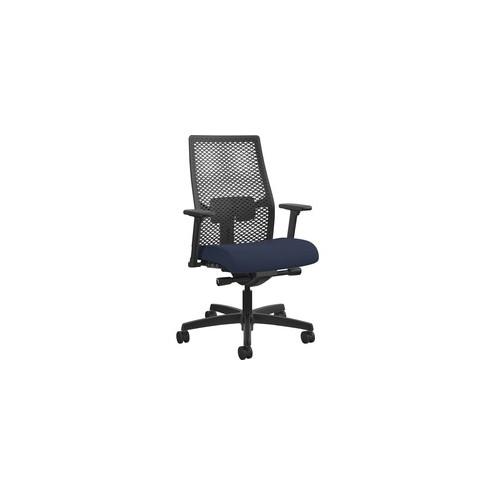 HON Ignition ReActiv Back Task Chair - Fabric Seat - Fabric Seat - Black Frame - 5-star Base - Navy - 27" Width x 28.5" Depth x 44.5" Height - 1 Each