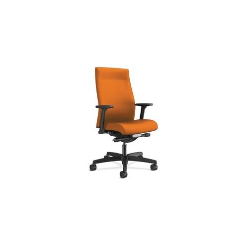 HON Ignition Upholstered Task Chair - Black Frame - 5-star Base - Sun Yellow - 27" Width x 28.5" Depth x 44.5" Height - 1 Each