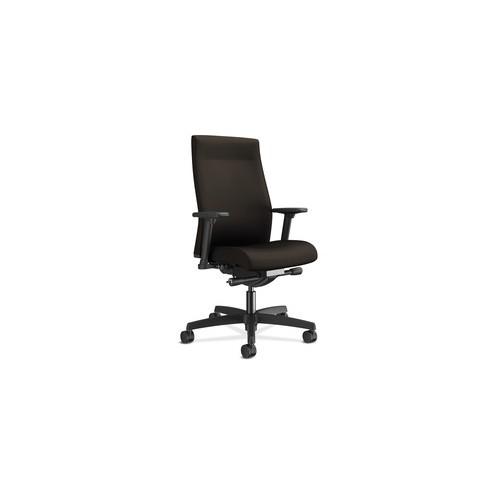HON Ignition Upholstered Task Chair - Black Frame - 5-star Base - Espresso - 27" Width x 28.5" Depth x 44.5" Height - 1 Each