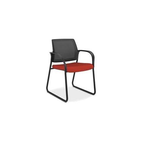 HON Ignition Sled Base Guest Chair - Crimson Red Fabric Seat - Black Mesh Back - Steel Frame - Sled Base - 18.75" Seat Width x 17.37" Seat Depth - 25" Width x 21.8" Depth x 35.5" Height - 1 Each