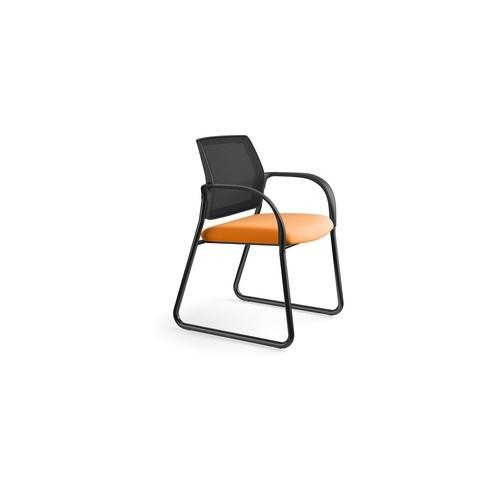 HON Ignition Seating Sled Guest Chair - Slate Steel Frame - Apricot - Fabric - 25" Width x 21.8" Depth x 33.5" Height - 1 Each