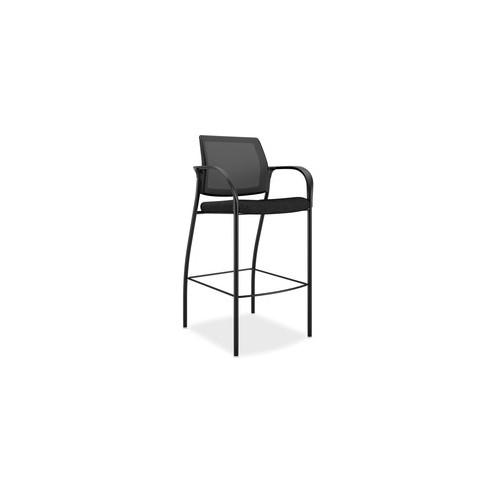 HON Ignition Cafe-Height Stool, Black - Black Fabric Seat - Steel Frame - Black - 25.5" Width x 25.5" Depth x 47" Height - 1 Each