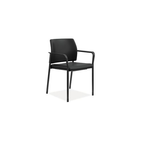 HON Ignition Mesh Back/Glides MP Stacking Chair - Black Polyurethane, Foam Seat - Black Back - Four-legged Base - 18" Seat Width x 18" Seat Depth - 25" Width x 21.8" Depth x 33.5" Height - 1 Each