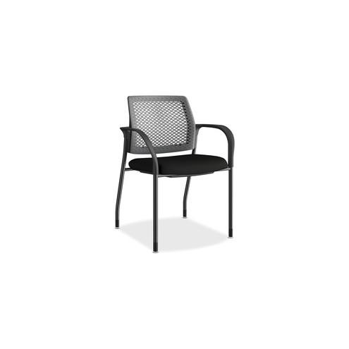 HON Ignition Charcoal ReActiv Back Stacking Chair - Foam Seat - Charcoal Back - Black Steel Frame - Four-legged Base - Black - Fabric - 25" Width x 21.8" Depth x 33.5" Height - 1 Each