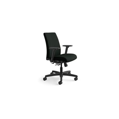 HON Ignition Series Low-back Task Chair - Black Frame - Black - Polyurethane, Vinyl - 27.5" Width x 36" Depth x 41" Height - 1 Each