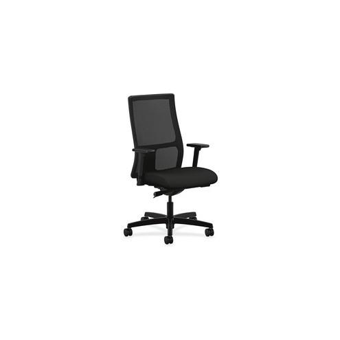 HON Ignition Mid-Back Task Chair - Black Fabric Seat - Mesh Back - Black - 1 Each