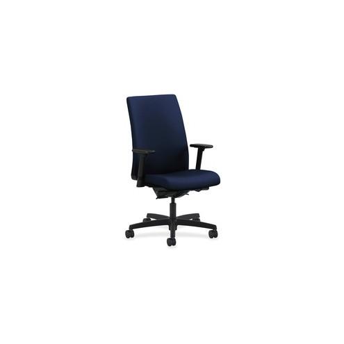 HON Ignition Mid-Back Task Chair, Arms - Navy Fabric Seat - 5-star Base - 27" Width x 39" Depth x 44" Height - 1 Each