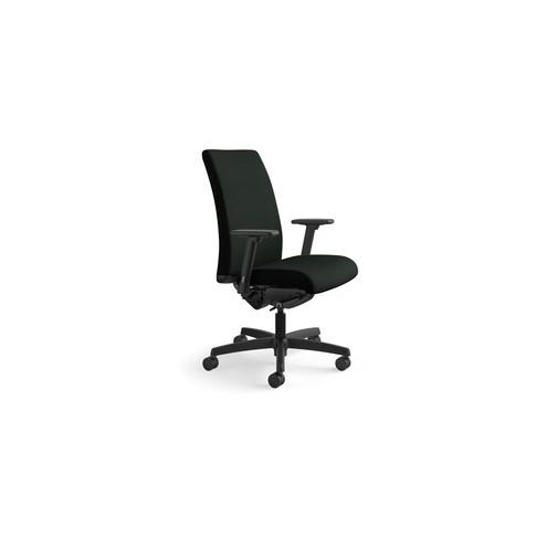 HON Ignition Series Mid-back Work Chair - 5-star Base - Black - Polyurethane - 27" Width x 39" Depth x 44" Height - 1 Each