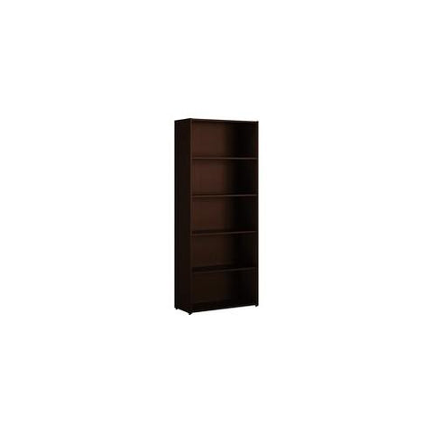 HON 101 Bookcase, 5 Shelves - 29.8" x 13" x 71.5" - 5 Shelve(s) - Square Edge - Material: Particleboard - Finish: Mocha, Thermofused Laminate (TFL)