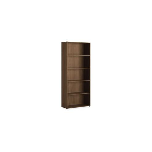HON 101 Bookcase, 5 Shelves - 29.8" x 13" x 71.5" , 1" Edge - 5 Shelve(s) - Square Edge - Material: Particleboard - Finish: Thermofused Laminate (TFL), Brown