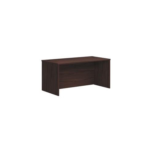 HON Foundation Desk Shell, 60"W - 60" x 30" x 29"Desk Shell, 1" End Panel, 1" Top - Finish: Mahogany, Thermofused Laminate (TFL), Black Grommet