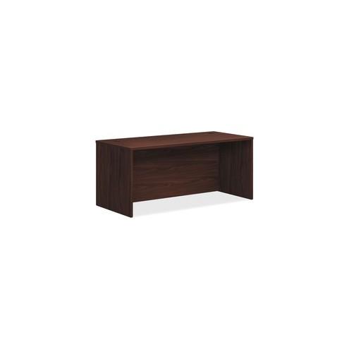 HON Foundation Desk Shell, 66"W - 66" x 30" x 29"Desk Shell, 1" End Panel, 1" Top - Finish: Mahogany, Thermofused Laminate (TFL), Black Grommet