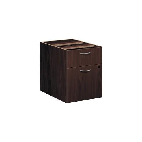 HON Foundation Pedestal File - 2-Drawer - 15.5" x 20.6" x 20.5" - 2 x File Drawer(s), Box Drawer(s) - Material: Metal Handle - Finish: Mahogany, Thermofused Laminate (TFL), Silver Handle