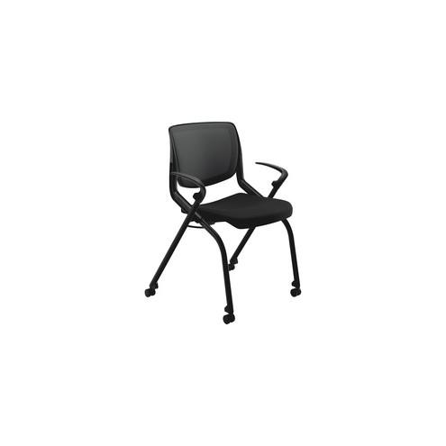 HON Motivate Nesting / Stacking Chair - Black Fabric Seat - Black Fabric Back - Black Frame - Four-legged Base - 23" Width x 26.8" Depth x 34" Height - 1 Each