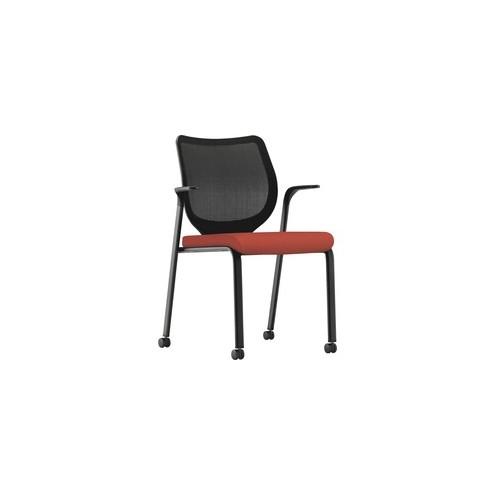 HON Nucleus Multi-Purpose Stacking Chair - Fabric Seat - Mesh Back - Four-legged Base - Poppy - 19" Seat Width x 19" Seat Depth - 27" Width x 25.3" Depth x 23" Height - 1 Each