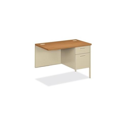 HON Metro Classic Right Return, 42"W - 2-Drawer - 42" x 24" x 29.5" - 2 x Box Drawer(s), File Drawer(s) - Single Pedestal on Right Side - Material: Steel - Finish: Harvest, Putty