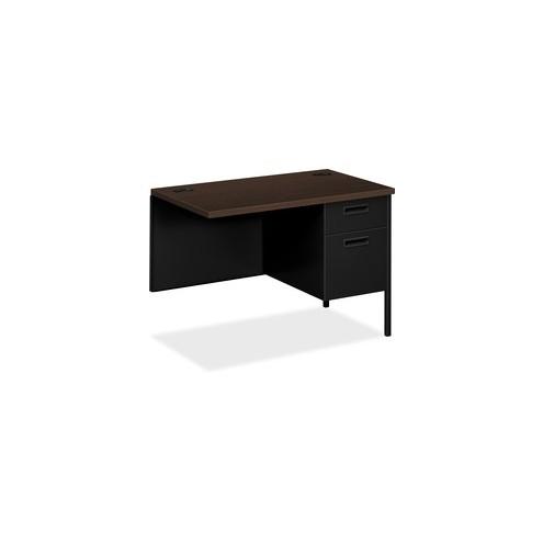 HON Metro Classic Right Return, 42"W - 2-Drawer - 42" x 24" x 29.5" - 2 x Box Drawer(s), File Drawer(s) - Single Pedestal on Right Side - Material: Steel - Finish: Mocha, Thermofused Laminate (TFL)