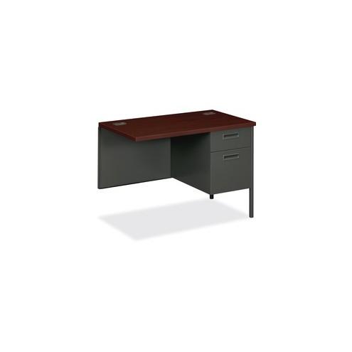 HON Metro Classic Right Return, 42"W - 2-Drawer - 42" x 24" x 29.5" - 2 x Box Drawer(s), File Drawer(s) - Single Pedestal on Right Side - Material: Steel - Finish: Charcoal, Laminate, Mahogany