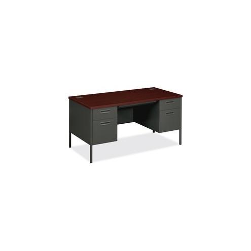 HON Metro Classic Double Pedestal Desk - Laminated Rectangle Top - 4 Drawers - 60" Table Top Width x 30" Table Top Depth - 29.50" Height - Assembly Required - Mahogany
