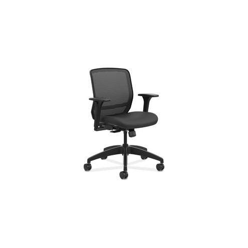 HON Quotient Mesh Back Task Chair - Fabric Seat - 5-star Base - Black - 29.8" Width x 28.8" Depth x 38.8" Height - 1 Each