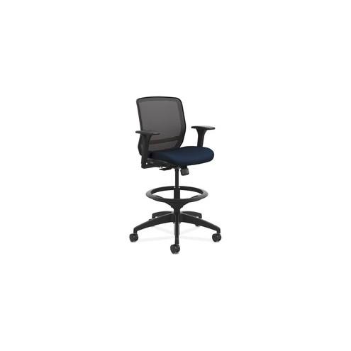 HON Quotient Mesh Back Task Stool - Navy Foam Seat - Fabric Back - 5-star Base - 29.8" Width x 28.8" Depth x 49.4" Height - 1 Each