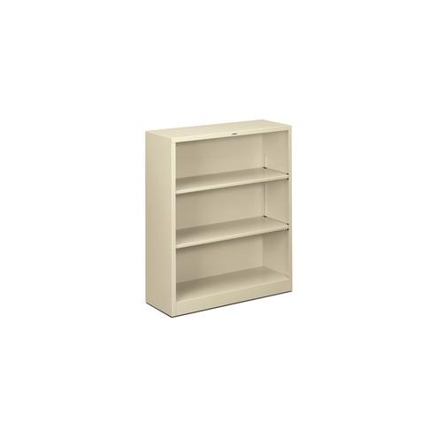 HON Brigade 3-Shelf Steel Bookcase - 41" Height x 34.5" Width x 12.6" Depth - Recycled - Putty - Steel - 1 / Each