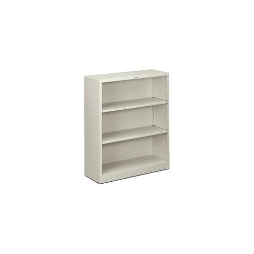 HON Brigade 3-Shelf Steel Bookcase - 34.5" x 12.6" x 41" - 3 x Shelf(ves) - 246 lb Load Capacity - Rust Resistant, Heavy Duty - Light Gray - Baked Enamel - Steel - Recycled