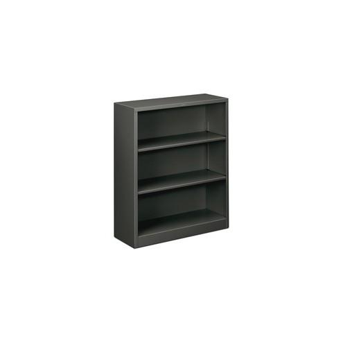 HON Brigade 3-Shelf Steel Bookcase - 34.5" x 12.6" x 41" - 3 x Shelf(ves) - 82 lb Load Capacity - Rust Resistant, Heavy Duty - Charcoal - Baked Enamel - Steel - Recycled