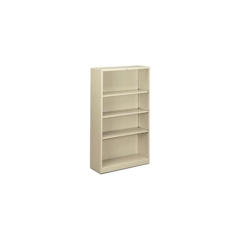 HON Brigade 4-Shelf Steel Bookcase - 59" Height x 34.5" Width x 12.6" Depth - Recycled - Putty - Steel - 1 / Each