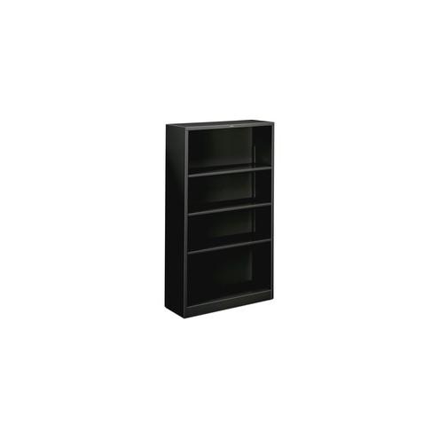 HON Brigade 4-Shelf Steel Bookcase - 59" Height x 34.5" Width x 12.6" Depth - Recycled - Black - Steel - 1 / Each
