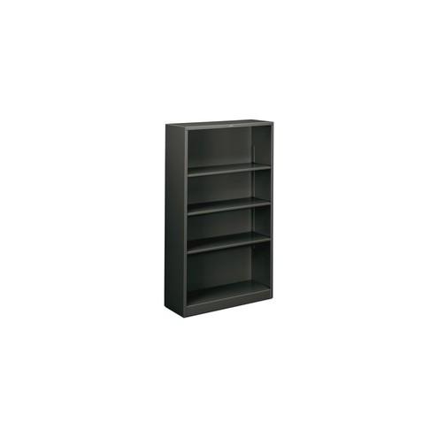 HON Brigade 4-Shelf Bookcase, 34-1/2"W - 34.5" x 12.6" x 59" - 4 x Shelf(ves) - 82 lb Load Capacity - Rust Resistant, Heavy Duty - Charcoal - Baked Enamel - Steel - Recycled