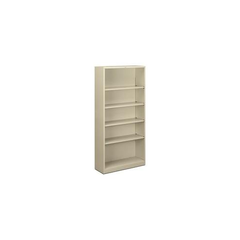 HON Brigade 5-Shelf Steel Bookcase - 71" Height x 34.5" Width x 12.6" Depth - Recycled - Putty - Steel - 1 / Each