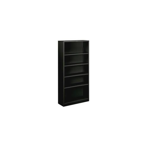 HON Brigade 5-Shelf Steel Bookcase - 71" Height x 34.5" Width x 12.6" Depth - Recycled - Black - Steel - 1 / Each