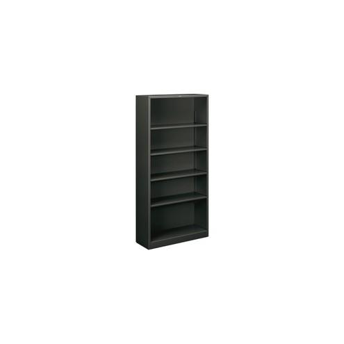 HON Brigade 5-Shelf Steel Bookcase - 34.5" x 12.6" x 71" - 5 x Shelf(ves) - 82 lb Load Capacity - Rust Resistant, Heavy Duty - Charcoal - Baked Enamel - Steel - Recycled