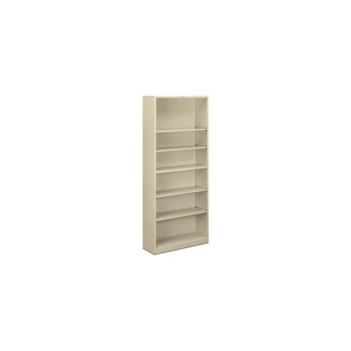 HON Brigade 6-Shelf Steel Bookcase - 81.1" Height x 34.5" Width x 12.6" Depth - Recycled - Putty - Steel - 1 / Each