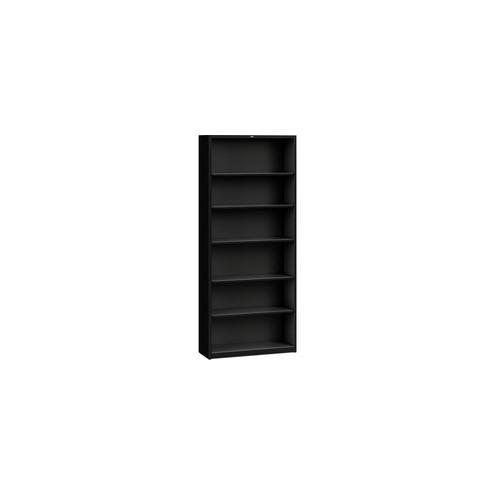 HON Brigade 6-Shelf Steel Bookcase - 81.1" Height x 34.5" Width x 12.6" Depth - Recycled - Black - Steel - 1 / Each