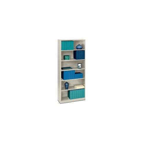 HON Brigade 6-Shelf Bookcase, 34-1/2"W - 34.5" x 12.6" x 81.1" - 6 x Shelf(ves) - 492 lb Load Capacity - Rust Resistant, Heavy Duty - Light Gray - Baked Enamel - Steel - Recycled