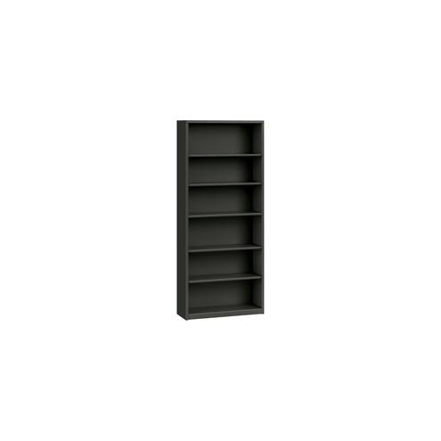 HON Brigade 6-Shelf Bookcase, 34-1/2"W - 34.5" x 12.6" x 81.1" - 6 x Shelf(ves) - 82 lb Load Capacity - Rust Resistant, Heavy Duty - Charcoal - Baked Enamel - Steel - Recycled