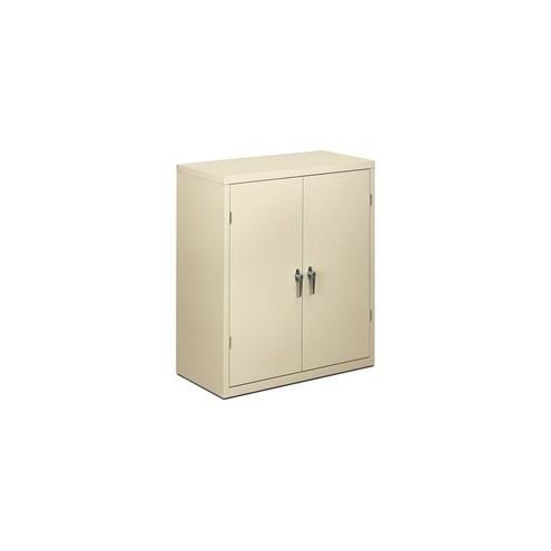 HON Brigade 2-Shelf Storage Cabinet 36"W - 36" x 18.3" x 41.3" - 2 x Shelf(ves) - 2 x Door(s) - 250 lb Load Capacity - Security Lock, Leveling Glide, Adjustable Shelf - Putty - Steel - Recycled